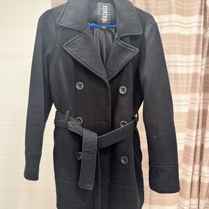 Black Trench Coat with Belted Waist